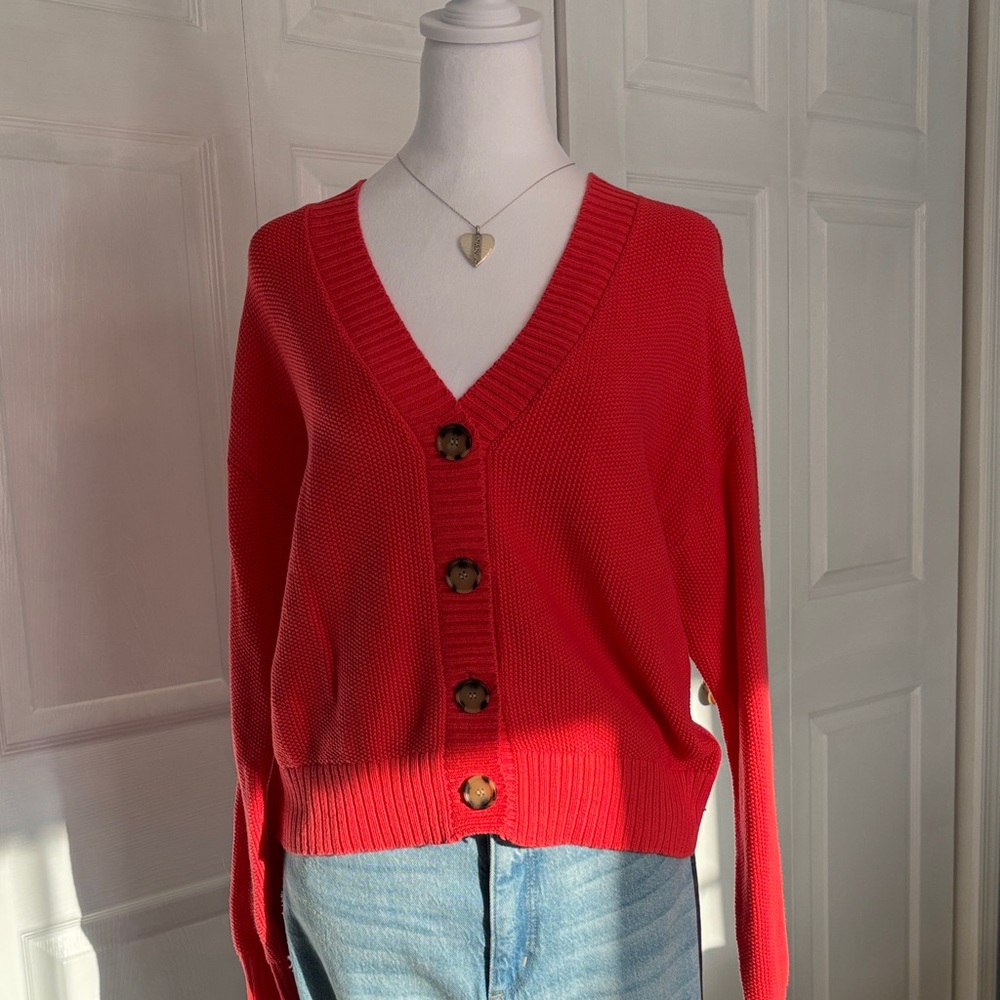 LOFT orange button cardigan